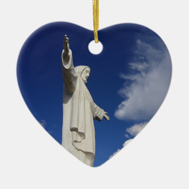 cusco jesus heart ceramic ornament (Front)