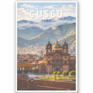 Cusco Peru Illustration Travel Art Vintage