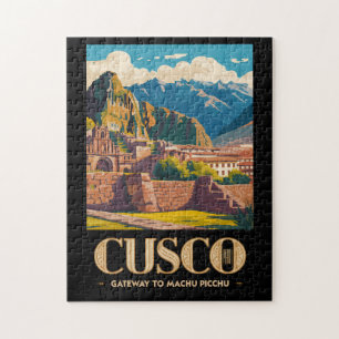Cusco Peru Illustration Travel Art Vintage Jigsaw Puzzle