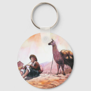 Cusco Peru Llama Picture Keychain