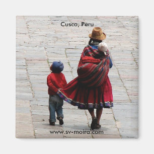 Cusco, Peru, mother and children Magnet