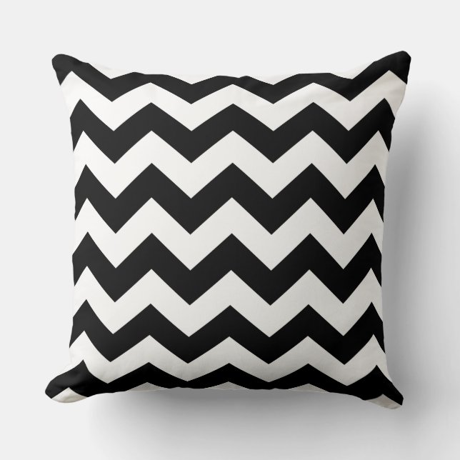 Cushion - Black & White Zigzags (Front)