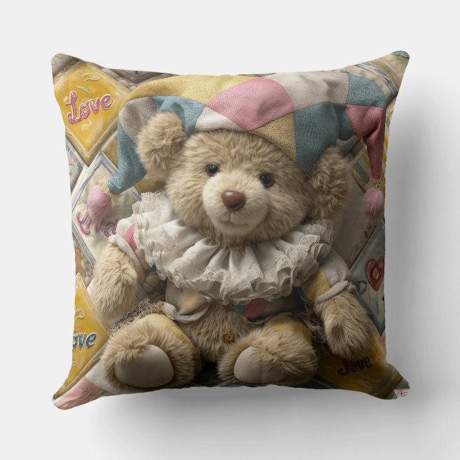 Cushion design with handmade bear printed  (Back)