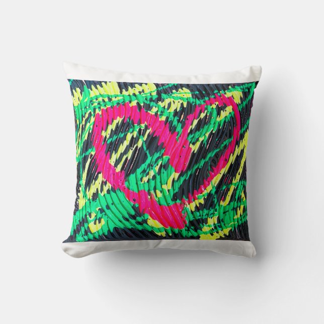 Cushion Fashion Abstract Heart Neon Painting (Front)