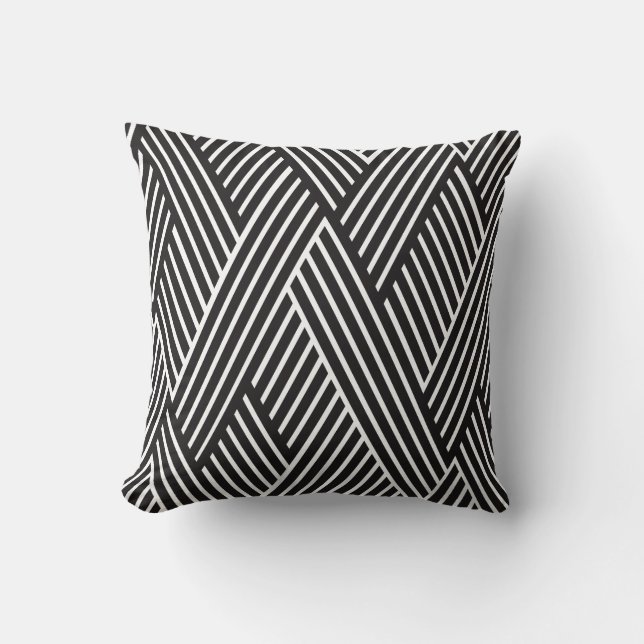 Cushion Pillow Crossed Lines Black (Front)