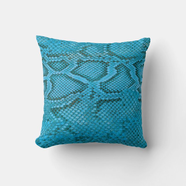 Cushion with blue snakeskin pattern (Front)