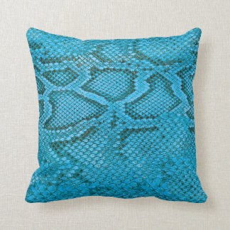 Cushion with blue snakeskin pattern