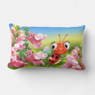 Cushion with cute Ladybug & friendly Snap Dragons.