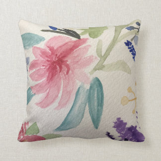 Cushion with pretty floral watercolour design