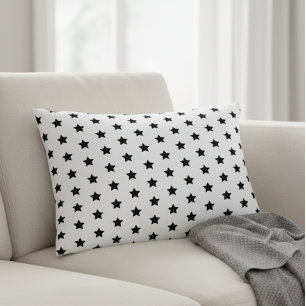 cushion with star pattern, Black and white 