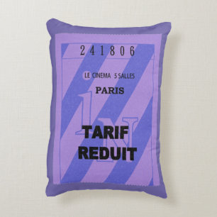 Cushion with vintage cinema ticket from Paris