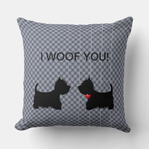 Cushions Pillows - I WOOF YOU! Two Scottie Dogs