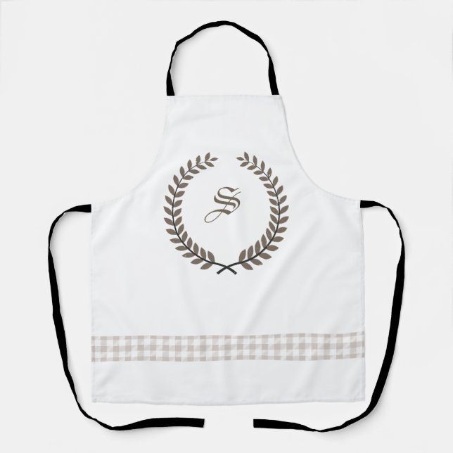 Cusom Monogram Farmhouse | Initial Gingham Kitchen Apron (Front)