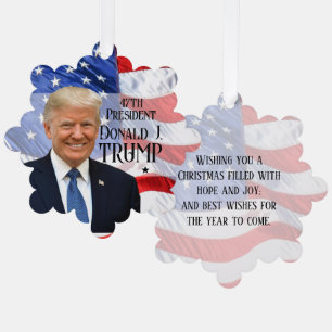 Cusom Text 47th President Trump 2024 American Flag Ornament Card