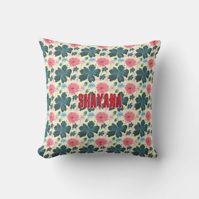 Cusom Watercolor floral pattern gift   Throw Pillow (Front)