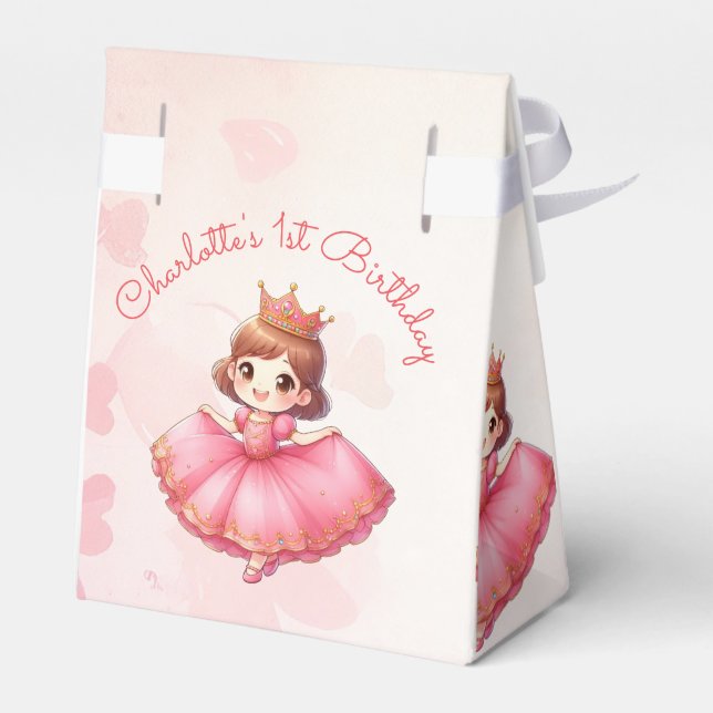 Custamisable Pink Princess Favor Box (Back Side)