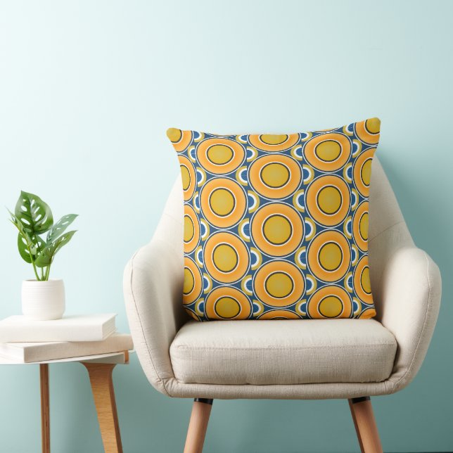 Custard Doughnut With Teal Tracks Throw Pillow (Chair)
