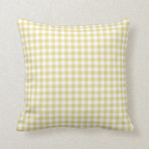 Custard Yellow Gingham Pattern Throw Pillow