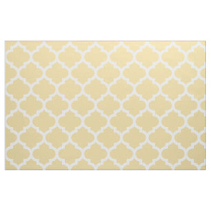 Custard Yellow Moroccan Quatrefoil Trellis Fabric