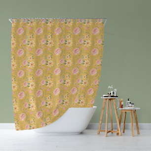 Custard Yellow Vintage Wildflower Rose Pattern 