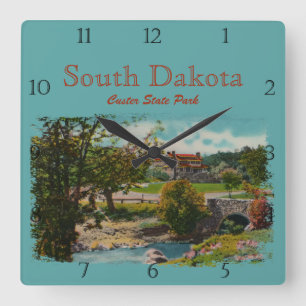 Custer State Park Game Lodge Custom Square Wall Cl Clock