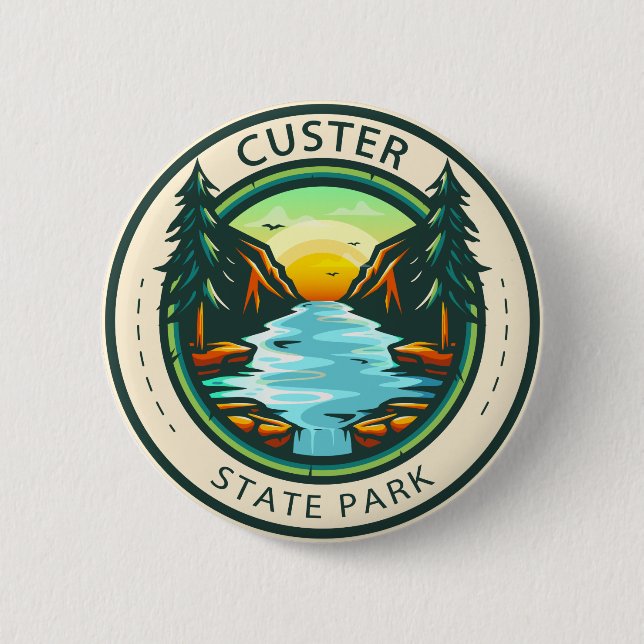Custer State Park South Dakota Badge  2 Inch Round Button (Front)