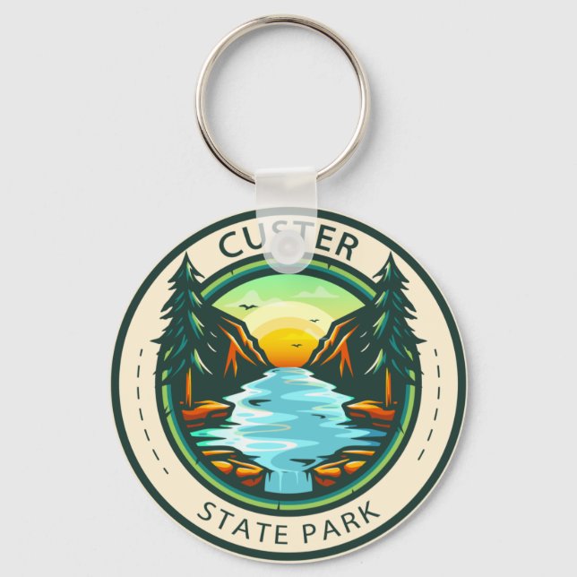 Custer State Park South Dakota Badge  Keychain (Front)