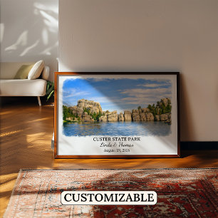 Custer State Park South Dakota Poster, Watercolor Poster