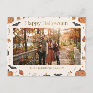 Custmizable Cute Kawaii Happy Halloween Frame Holiday Postcard