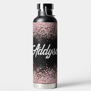 Custmoized Pink Glitter bordered Water Bottle