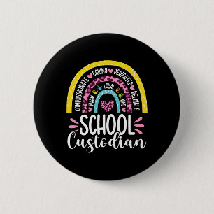 Custodian Battery Life School Janitor Rainbow  2 Inch Round Button