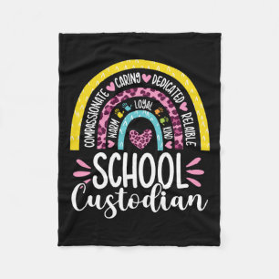 Custodian Battery Life School Janitor Rainbow Fleece Blanket