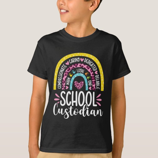 Custodian Battery Life School Janitor Rainbow  T-Shirt (Front)