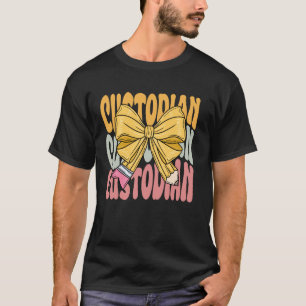 Custodian Groovy Coquette Bow Cute Funny Back to S T-Shirt