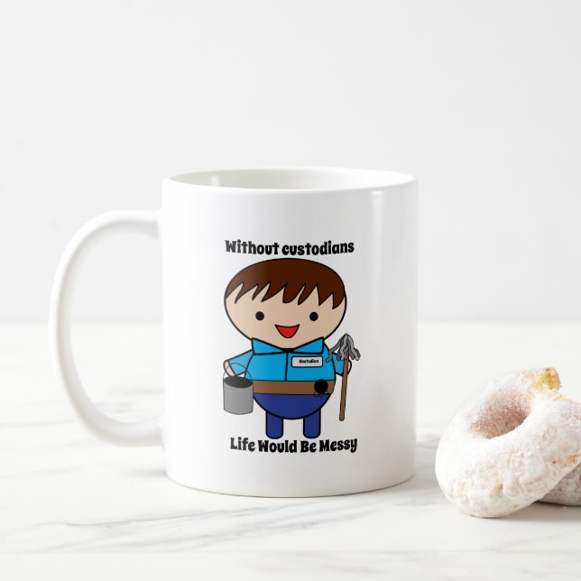Custodian Janitor Appreciation Funny Personalize Coffee Mug (With Donut)