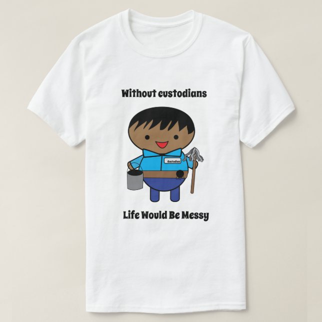 Custodian Janitor Black Funny Personalize T-Shirt (Design Front)