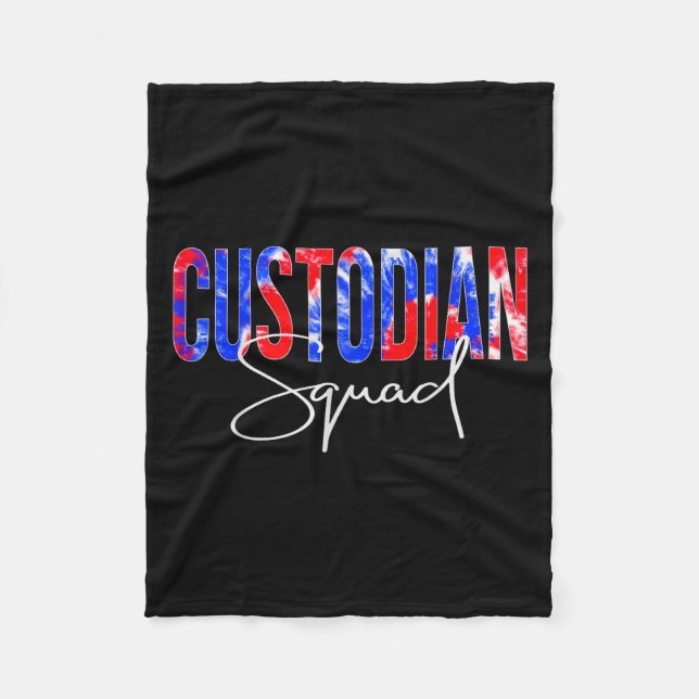 Custodian Squad Tie Dye Back To School Women Appre Fleece Blanket (Front)