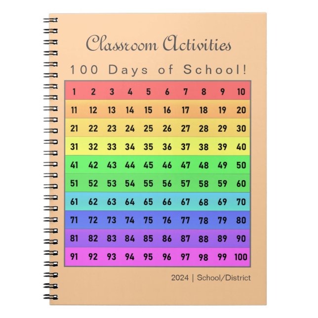 Custom 100 Days of School Classroom Activities Notebook (Front)
