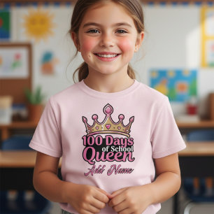 Custom 100 Days of School Queen Pink Crown Girly  T-Shirt
