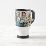 Custom 10 Photo Collage Best Dad Ever Green Travel Mug<br><div class="desc">Photo Collage Mug - A special gift for dad personalized with 10 favourite pictures of happy memories with kids.</div>