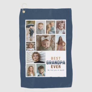 Custom 10 Photo Collage Best Grandpa Ever Golf Towel