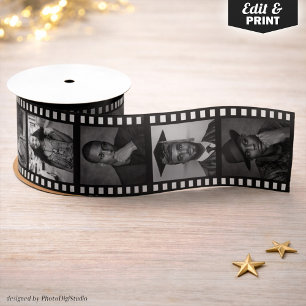 Custom 10 Photo Collage Film Strip Vintage Movie Satin Ribbon