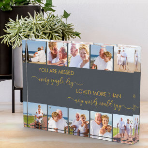 Custom 10 Photo Collage Remembrance Poem Grey Block