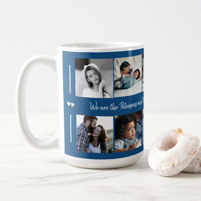 Custom 10 photo collage your text family elegant coffee mug (With Donut)