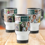 Custom 10 Picture Collage Best Dad Ever Green Travel Mug<br><div class="desc">Photo Collage Mug - A special gift for dad personalized with 10 favourite pictures of happy memories with kids.</div>