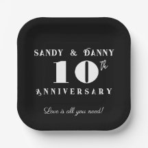 Custom 10th Anniversary script black white modern