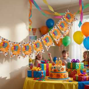 Custom 10th Birthday Sports Theme Bunting Flags
