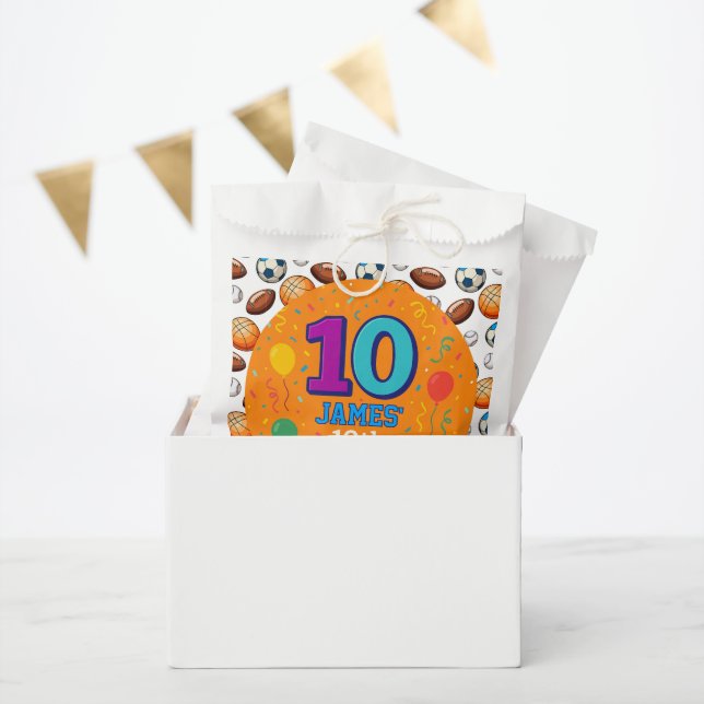 Custom 10th Birthday Sports Theme Favour Bag (Party)