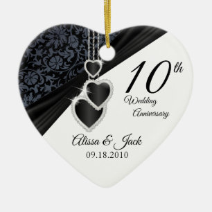 Custom - 10th Onyx Photo Wedding Anniversary Photo Ceramic Ornament