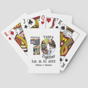 Custom 10th wedding anniversary 11 photo collage playing cards